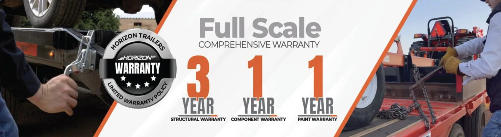 Horizon Trailers Full Scale Comprehensive Warranty - 3 Year Structural, 1 Year Component, 1 Year Paint